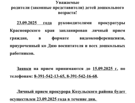 Личный прием граждан, в формате видеоконференцсвязи, приуроченный ко Дню воспитателя и всех дошкольных работников.